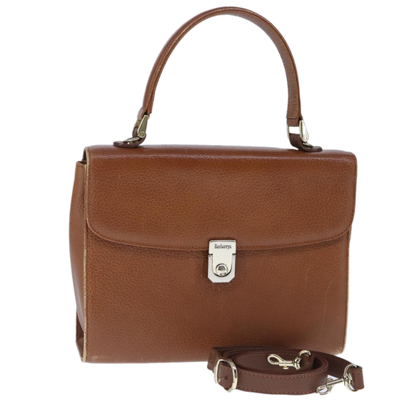 Burberrys Hand Bag Leather 2way Brown Auth ti2407 - Picture 1 of 16